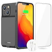 Battery Case for iPhone 13&13Pro, Real 7000mAh Ultra-Slim Battery Charging Case Rechargeable Anti-Fall Protection Extended Charger Cover for iPhone 13&13Pro Battery Case(6.1 inch) Black