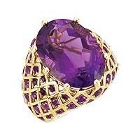 Solid 14k Yellow Gold Amethyst Nest Design Ring Band (Width = 14.8mm)