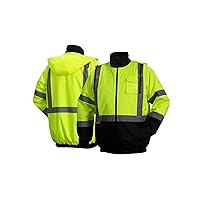 Pyramex RJ3210 TALL Series HI VIS Lime Waterproof Bomber Safety Jacket With Quilted Liner ANSI Class 3 Type