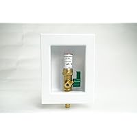 HFA-IM05 Pre-Assembled Ice Maker Outlet Box, 1/2-Inch Pex F1807 Crimp with Installed 1/4-Turn Ball Valve with Copper Water Hammer Arrestor-Fire Rated, White