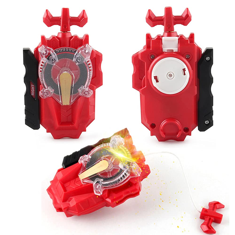 Battling Sparking String Launcher, World Spriggan Top Burst Launcher Set, Left and Right Spin String Launcher Grip Compatible with All Bey Burst Series - Red