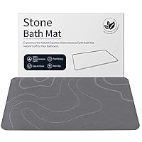 Stone Bath Mat Diatomaceous Earth Bath Mat Super Absorbent Non-Slip Diatomite Stone Bath Mats for Bathroom Quick-Drying Stone Shower Mat Easy to Clean （24 * 16''Grey）