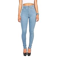 Andongnywell Womens High Waist Skinny Jeans Classic High Rise Denim Pants Juniors Pull-On Stretch Skinny Denim Trouser