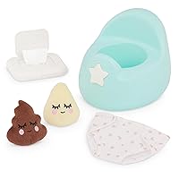 LullaBaby – Potty Training Accessory With 2 Sounds – 14-inch Baby Doll Accessories – Plushies, Diaper, And Pretend Wipes – Imaginative Play – Toys For Kids Ages 2 & Up – Baby Doll Potty Set