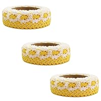 Wrapables Colorful Decorative Adhesive Lace Tape, Yellow (Set of 3)
