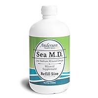 Anderson's Sea M.D. New Refill Size Concentrated Trace Mineral Drops, Ionic Electrolyte Magnesium Supplement, Aids in Muscle Cramps, Joint Health, Liquid Magnesium, Easy to Take, 550mL, 275 Servings