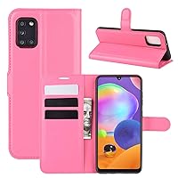 Samsung Galaxy A31 Case, Premium PU Leather Magnetic Shockproof Book Wallet Folio Flip Case Cover with Card Slot Holder for Samsung Galaxy A31 Phone Case (Rose)
