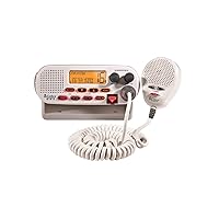 MR F45-D Fixed Mount VHF Marine Radio – 25 Watt VHF, Submersible, LCD Display, Noise Cancelling Microphone, NOAA Weather Channels, Signal Strength Meter, Scan Channels, White