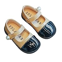 Sandals for Kids Girls Size 11 Girls Leather Pearl Design Soft Round Dual Color Design Toe Girls Slippers Toddler 7