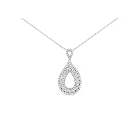 The Diamond Deal 18kt White Gold Womens Necklace Pear-shaped Ring VS Diamond Pendant 0.81 Cttw (16 in, 2 in ext.)