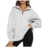 FYUAHI Women's Oversized Sweatshirts Half Zip Pullover Long Sleeve Sweatshirt Quarter Zip Hoodie Sweater Y2K Clothes
