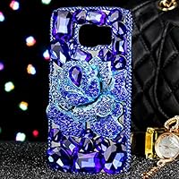 iPhone 13 Pro 6.1'' Luxury Diamond Case Bling Gliter Case Rhinestone Diamond Case Cover Bling Glitter Rhinestone Cover Crystal Glass Case with Lanyard Strap Cover for iPhone 13 Pro 6.1-inch (Blue)