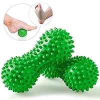 Foot Massage Ball Roller with Compression Gel Sleeves for Plantar Fasciitis - Spiky Peanut Massager Set for Deep Tissue Reflexology, Trigger Point Myofascial Release, Acupressure Therapy Pain Relief