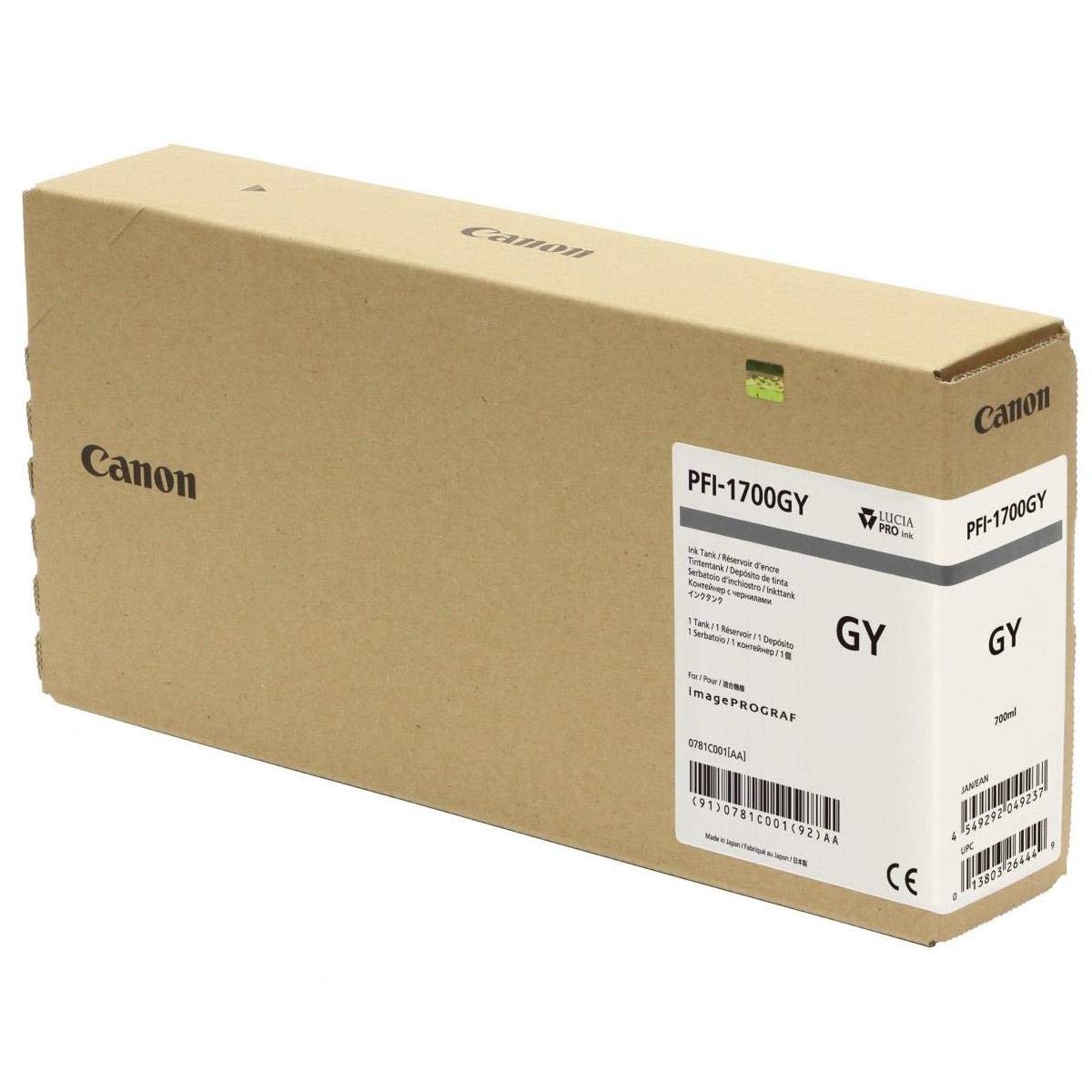 Canon PFI-1700 700ml Gray Pigment Ink Tank for imagePROGRAF PRO-2000, PRO-4000, PRO-4000S and PRO-6000S Large-Format Inkjet Printers