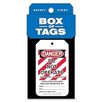Accuform Lockout Tags, Box of 50 Tags, Do Not Operate - Equipment Locked Out, US Made OSHA Compliant Tags, Tear & Water Resistant PF-Cardstock, 5.75