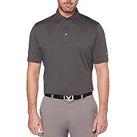 Men's Micro Hex Golf Performance Polo Shirt with Sun Protection, Solid Stretch Fabric