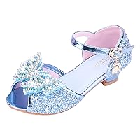 Girls Sandals 3 Dress Shoes Wedding Party Close Toe Glitter High Heels For Kids Girls Shoes with Straps