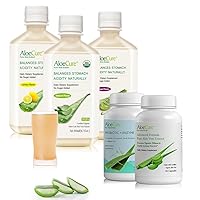 Organic Aloe Vera Juice & Aloe Capsules - 5 Pack - Grape, Natural, Lemon Flavor Juice, Aloe Capsules, Probiotcs
