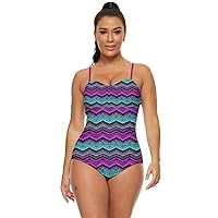 CowCow Womens Retro Full Coverage Swimsuit Lined Up Oriental Damask Arabesque One Piece Swimsuit, XS-5XL