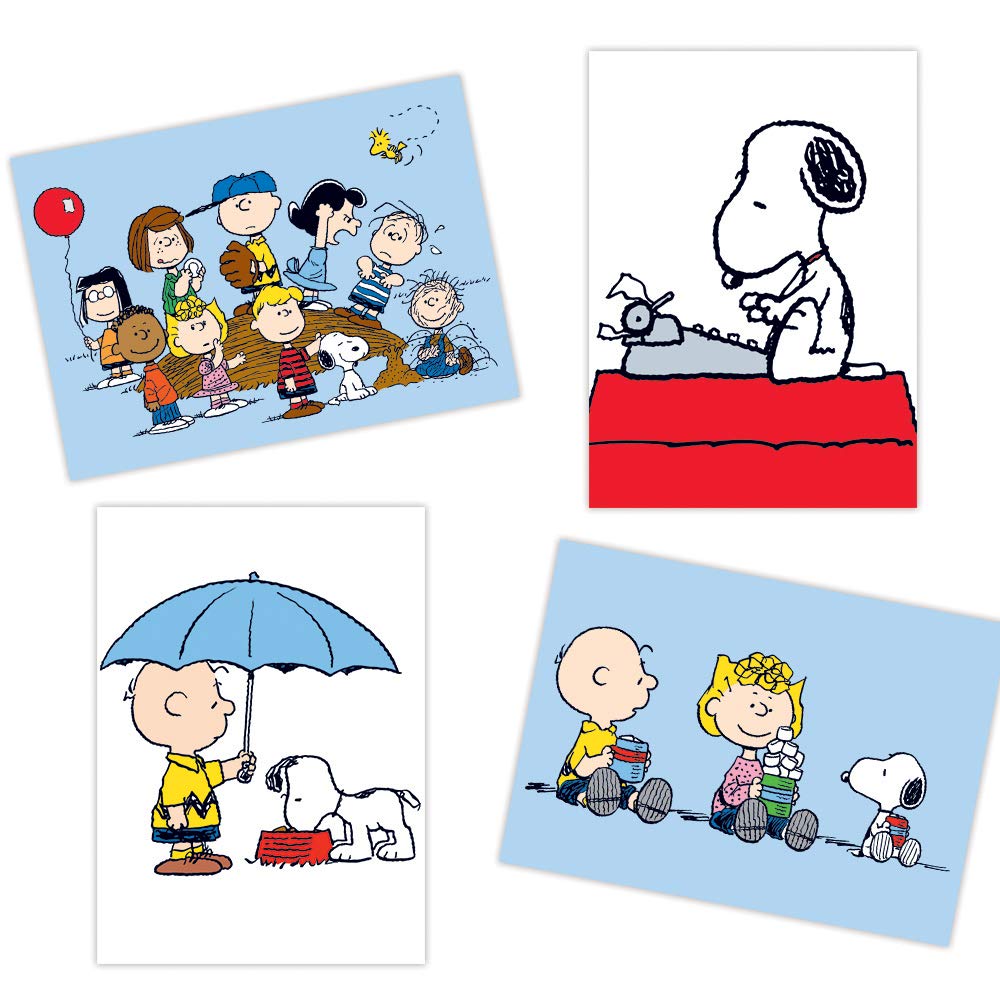 Graphique The Peanuts™ Gang Greeting Cards | 20 Pack | All Occasion Blank Note Cards with Envelopes | 4 Assorted Designs with Glitter Accents | Boxed Set for Personalized Notes | 4.25