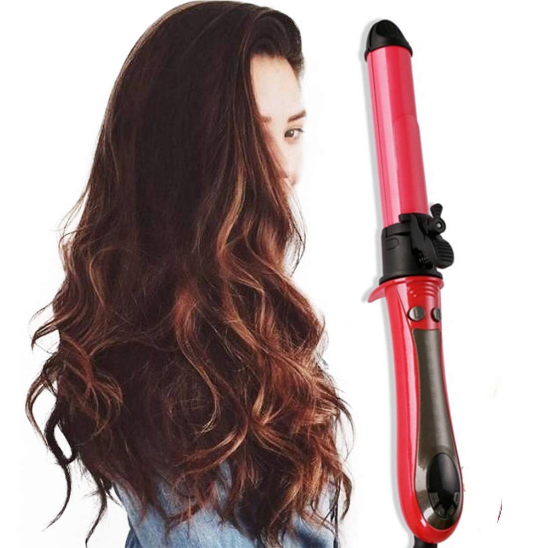 2 in 1 Hair Straightener and Curler Hair Curling Iron 1 to 1.2 Inch Spinning Hair Wand with Automatic Rotation for All Hiar Type Ceramic Flat Iron Auto Rotating Spiral Valentines Day Gifts for Women