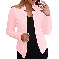 Womens Casual Work Office Draped Open Front Blazer Jacket Plus Size Loose Solid Color Ruched 3/4 Sleeve Blazers Suit