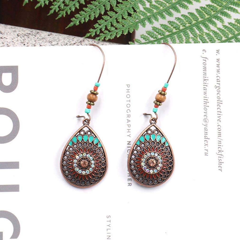 Myhouse Bohemian National Style Hollow Water Drop Shaped Alloy Long Earrings