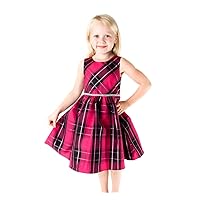 Toddler Little Girls' Taffeta Red Christmas Holiday Pageant Plaid Dresses