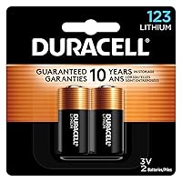 Duracell CR123A 3V Lithium Battery, 2 Count Pack, 123 3 Volt High Power Lithium Battery, Long-Lasting for Home Safety and Security Devices, High-Intensity Flashlights, and Home