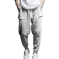 Men's Striped Jacquard Jogger Sweatpants Loose Athletic Workout Tapered Pants Elastic Waist Running Trousers