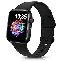 TreasureMax Sport Band Compatible with Apple Watch Bands 38mm 40mm 41mm 42mm 44mm 45mm 49mm,Soft Silicone Strap Compatible for Apple Watch Serie 9 Ultra 8 7 6 5 4 3 2 1SE Men Women Black 42/44/45/49MM
