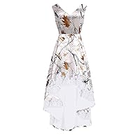 YINGJIABride Snowfall Camo Bridal Dresses Wedding Party Dress High Low with Lace Trim