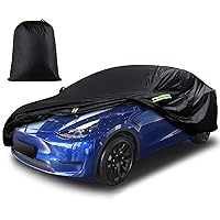 Custom Fit for Model Y Car Cover 2020-2023 Waterproof All Weather Full Exterior Cover Rain Snow Hail Protection with Charging Port Ventilated Mesh Door Zipper
