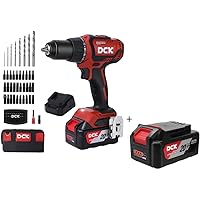 Brushless Cordless Drill Set, DCK 20V Electric Drill with Charger & 2-pc 4.0Ah Batteries, 1/2-Inch Keyless All-Metal Chuck, 2 Variable Speed, Power Drill Kit for Screw Driving Wood Ceramic Tile Steel