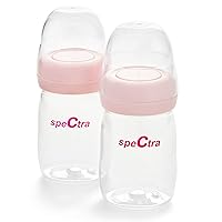 Spectra - Wide Neck Baby Bottles - Compatible with Spectra Breast Milk Pump Flanges (Pack of 2)