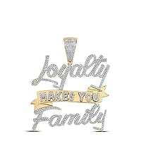 The Diamond Deal 10kt Yellow Gold Mens Round Diamond Loyalty Makes You Family Charm Pendant 1-5/8 Cttw