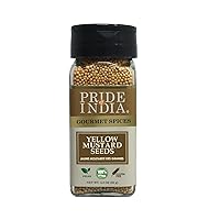 Pride of India – Yellow Mustard Seed Whole – Pungent & Aromatic – Gourmet Indian Spice – Add in Salads/Dressings/Chicken/ Meat/Pickles – Easy to Use – 2.8 oz. Small Dual Sifter Bottle