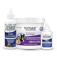 Zymox Enzymatic Ear Wipes, Ear Cleanser, & Otic Ear Solution for Dogs and Cats - Product Bundle - for Dirty, Waxy, Smelly Ears and to Soothe Ear Infections, 100 ct, 8 oz and 1.25 oz