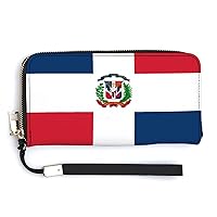Dominican Republic Flag Print RFID Blocking Wallet Slim Clutch Wristlet Travel Long Purse for Women Men