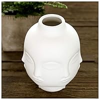 White Ceramic Flower Vase for Home Decor, Table, Living Room Decorations. Modern Decor, Human Ladies Face Head Art Design