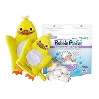 TruKid Bubble Podz & BubbleGlove Bundle - Includes Bubble Bath Pods Lavender 10ct & 2-Set of Bath Wash Gloves for Parent & Child, Baby Bath Essentials, Gentle for Sensitive Skin of Kids, Toddlers