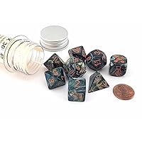 Alpestris Lustrous Dice with Orange Numbers 7+1 Dice Set 16mm (5/8in) Limited Edition Lab Dice Chessex