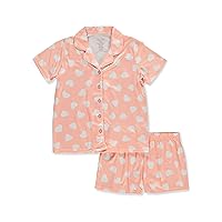 Rene Rofe Girls' 2-Piece Hearts Coat Style Pajamas