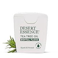 Tea Tree Oil Dental Floss - 50 Yards - Naturally Waxed w/ Beeswax - Thick Flossing No Shred Tape - On The Go - Removes Food Debris Buildup - Cruelty-Free Antiseptic