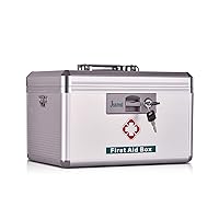 Jssmst Locking Medicine Box - New Version Medical Box with Drugs Storage, Non-metal Storage Boxes for First Aid Supplies, Sold Empty, 11.4 x 8.1 x7.4 Inches, New(MC14020)