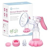Manual Breast Pump with 2 Flange Sizes, Portable Breast Pump for Breastfeeding, Silicone Hand Pump with Flex Comfortable Breast Shields, Anti-backflow Valve and Milk Bottle Cap for Every Mom