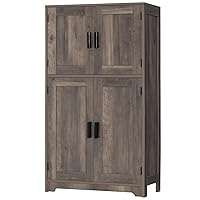Quimoo Tall Bathroom Cabinet, Bathroom Storage Cabinet with Adjustable Shelf, Bathroom Storage Cabinet with 4 Doors for Living Room, Home Office, Grey Wash