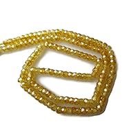 Yellow Color Coated Quartz Crystal Rondelle Beads, 3mm Faceted Quartz Crystal Rondelle Beads, 13 Inch Strand, GDS910