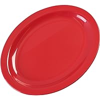 Carlisle FoodService Products Kingline Plastic Oval Platter Oval Tray for Home and Restaurant, Melamine, 12 x 9 Inches, Red
