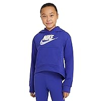 Nike Girls' Sportswear Club Fleece Pullover Hoodie (Large, Lapis/Cashmere)